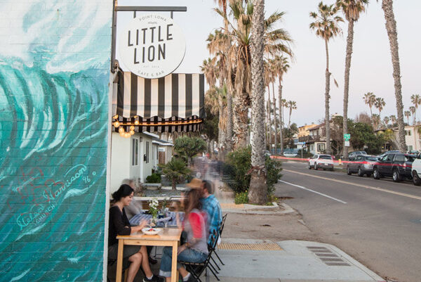 Exterior of San Diego restaurant Little Lion Cafe in Ocean Beach